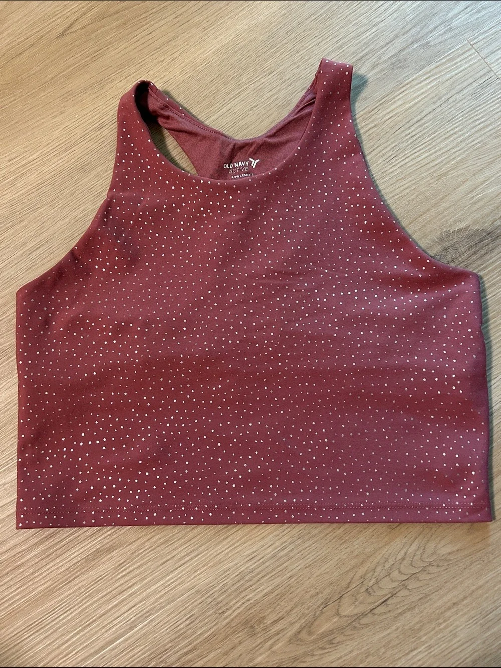 Old Navy Burgundy Racerback Girls Sport Bra with Metallic Dot Detail XL 14-16